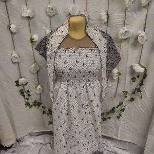 Elegant Black and White Floral Dress